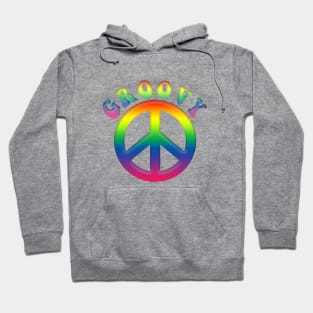 Colorful Retro Tie Dye GROOVY w/Peace Symbol Hoodie